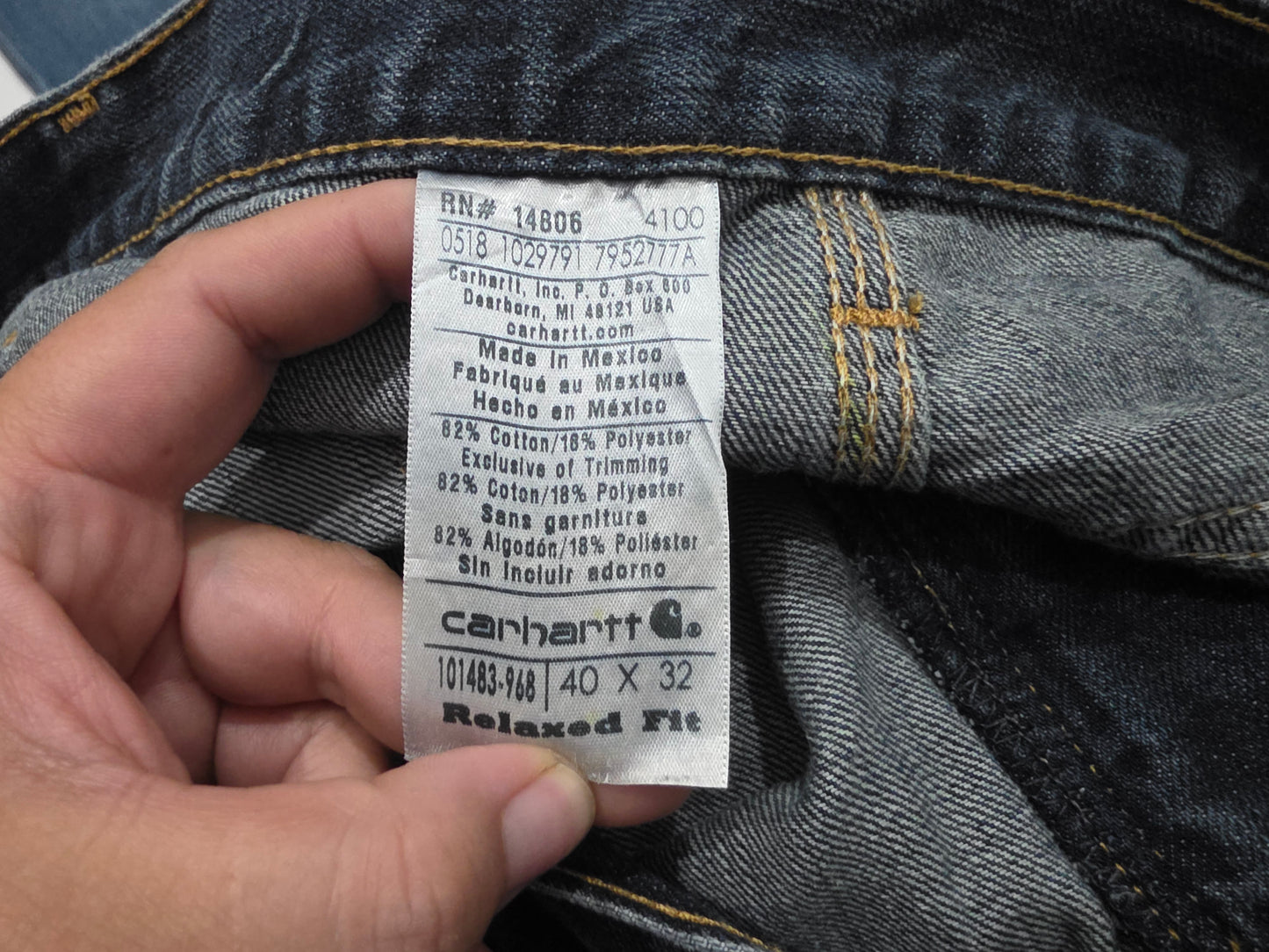 Pantalon Relaxed Fit Carhartt 40x32 Azul Mezclilla (Usado)