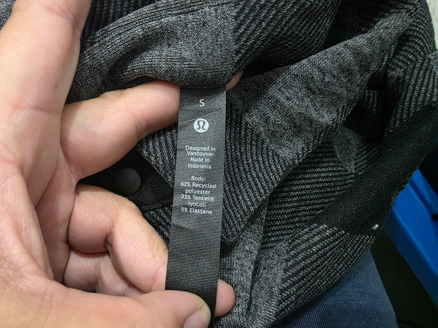 Camisa Lululemon Chico S Cuadro Negro Gris (Usado)
