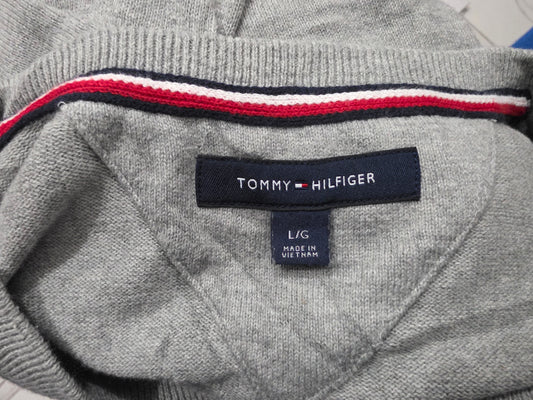Sueter Tommy Hilfiger Grande L Gris Figuras Cuello V