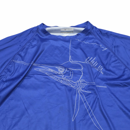 Playera Columbia Grande L Azul Pez Espada Manga Larga