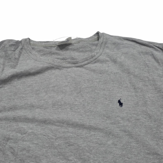 Playera Ralph Lauren Xgrande Xl Gris Pony Azul Cuello Redon