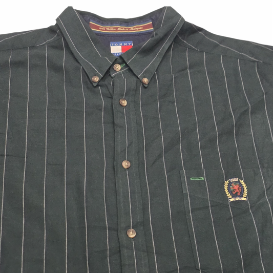 Camisa Tommy Hilfiger Xgrande Xl Verde Lineas Vintage