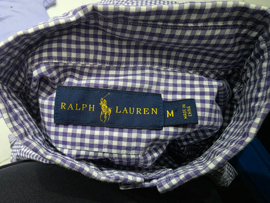Camisa Ralph Lauren Mediana M Morado Cuadros Pony Verde