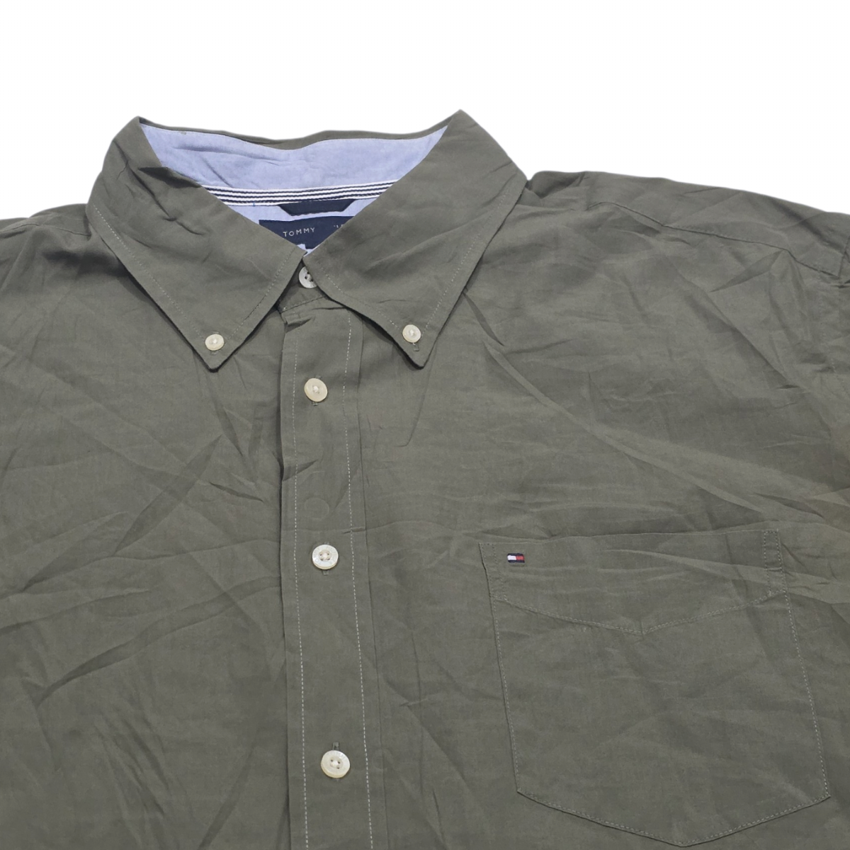 Camisa Tommy Hilfiger Xgrande Xl Verde Manga Corta