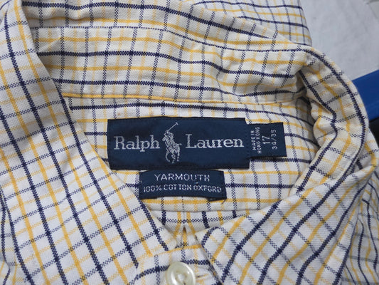 Camisa Ralph Lauren 17 34/35 Yarmouth Cuadro Blanco,amarillo