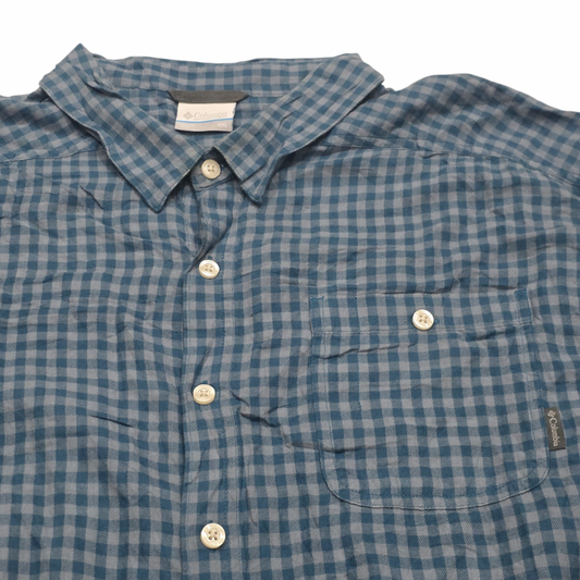 Camisa Columbia Xxl Azul Y Gris Cuadro