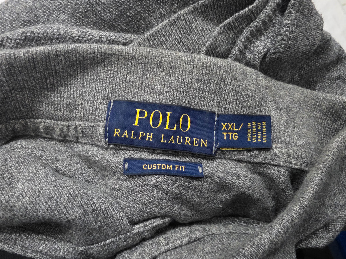 Playera Ralph Lauren Xxl Gris Oscuro Pony Rojo Custom Fit