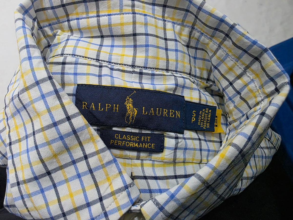 Camisa Ralph Lauren Chico S Classicfit Blanco Cuadro Amarilo