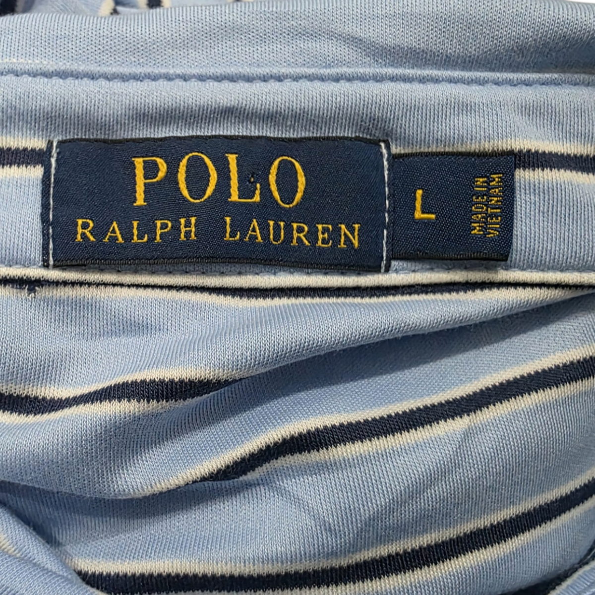 Playera Ralph Lauren Grande L Polo Azul Claro Lineas