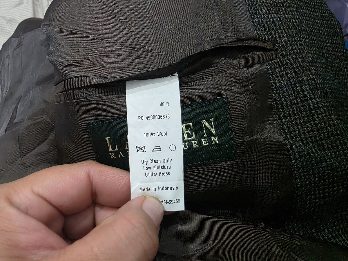 Saco Ralph Lauren 48r Verde Y Cafe Cuadros Lana