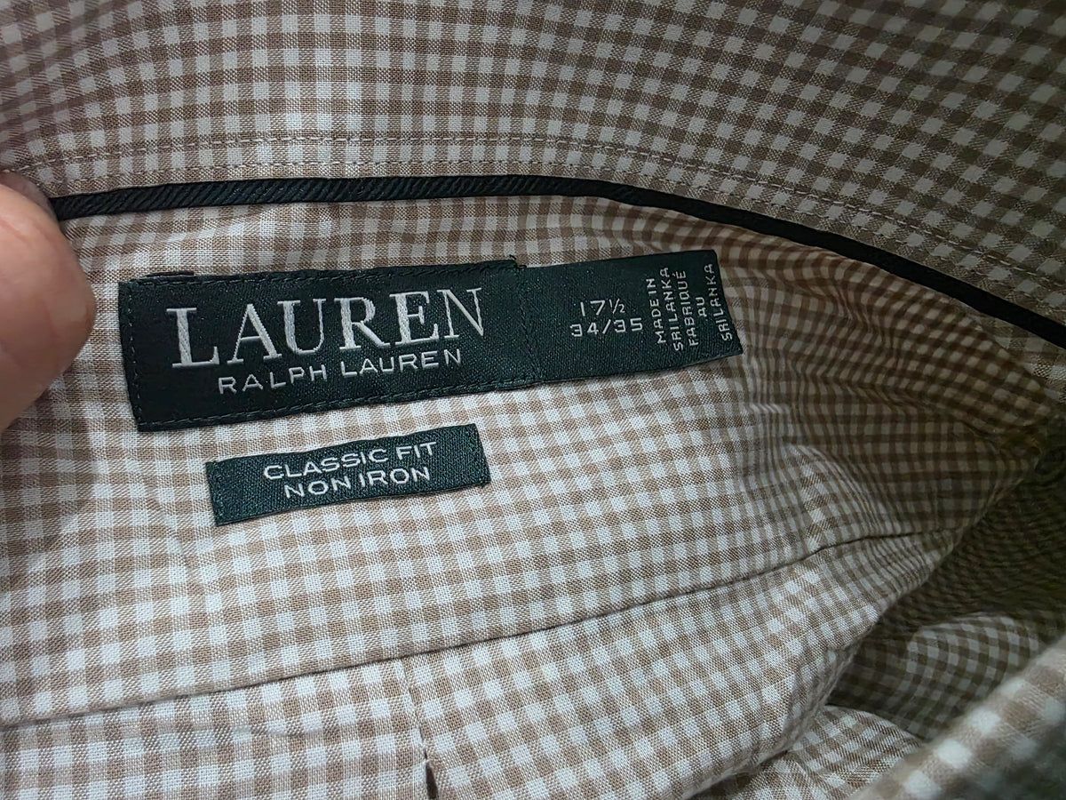 Camisa Ralph Lauren 17 1/2 34-35 Classic Fit Cafe Claro