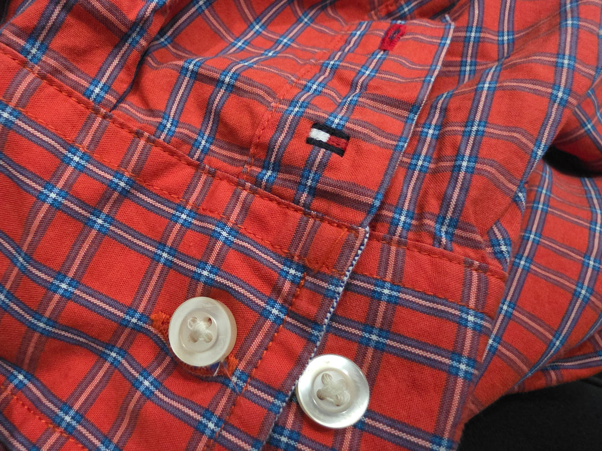 Camisa Tommy Hilfiger Xxl Classic Fit Cuadro Naranja