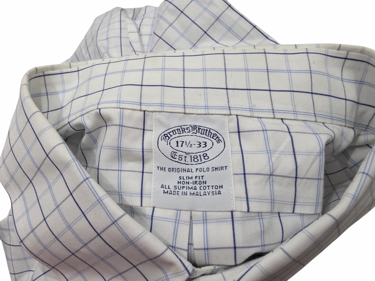 Camisa Brooks Brothers 17 1/2-33 Blanca Cuadro (Usado)