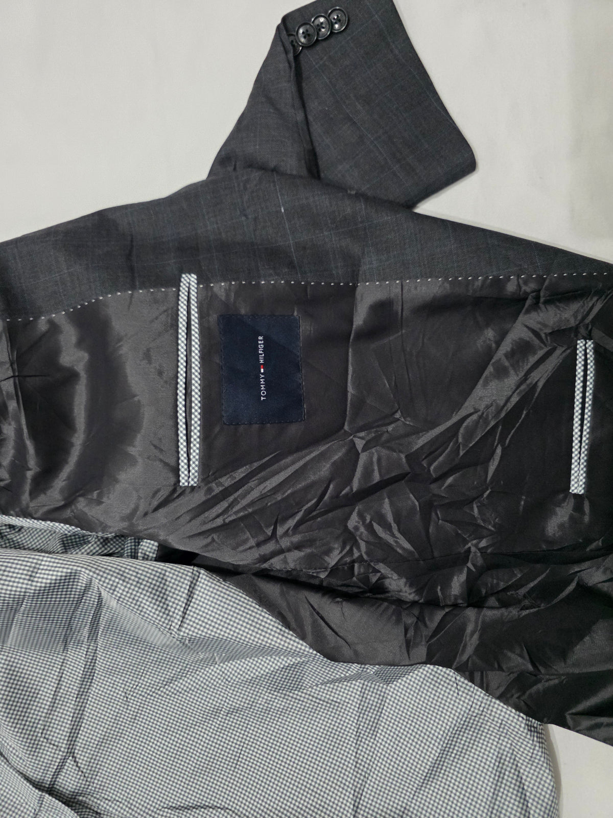 Saco Tommy Hilfiger 44l Gris Lana Y Poliester (Usado)