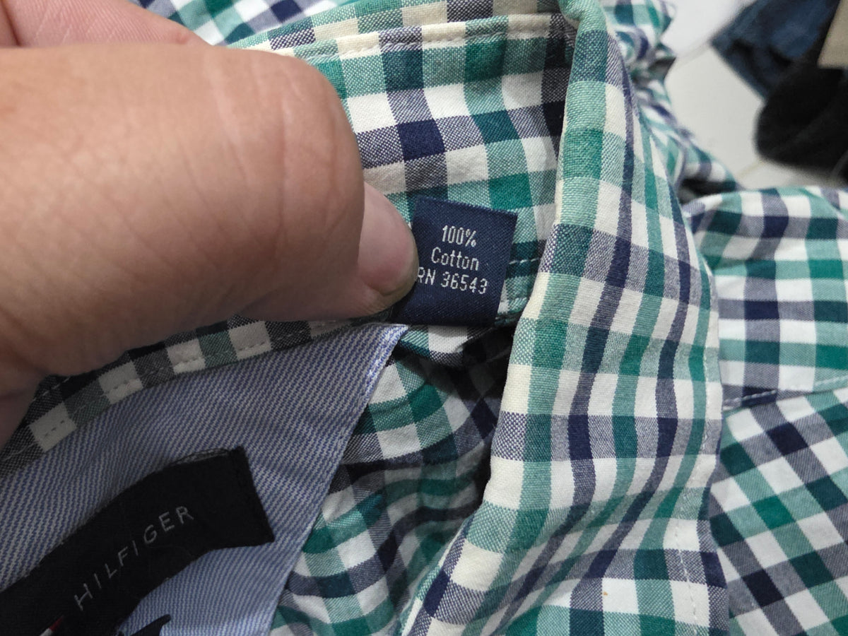 Camisa Tommy Hilfiger Xgrand Regular Fit Cuadro Azul Y Verde (Usado)