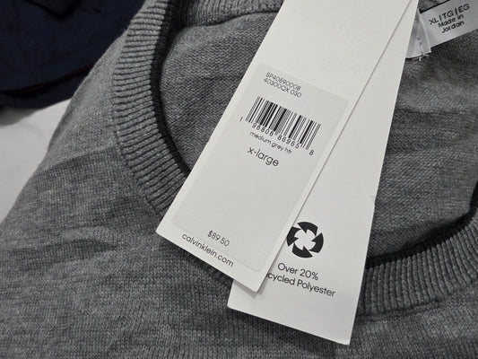 Sueter Calvin Klein Xgrande Xl Delgado Gris (NUEVO)