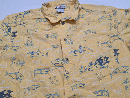 Camisa Columbia 2xl Amarillo Peces Manga Corta (Usado)