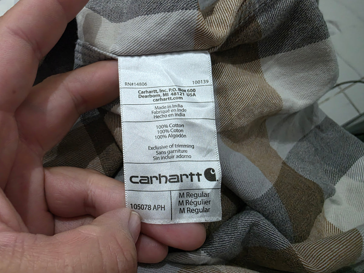 Camisa Carhartt Mediana M Loose Fit Cafe Gris Franela (Usado)