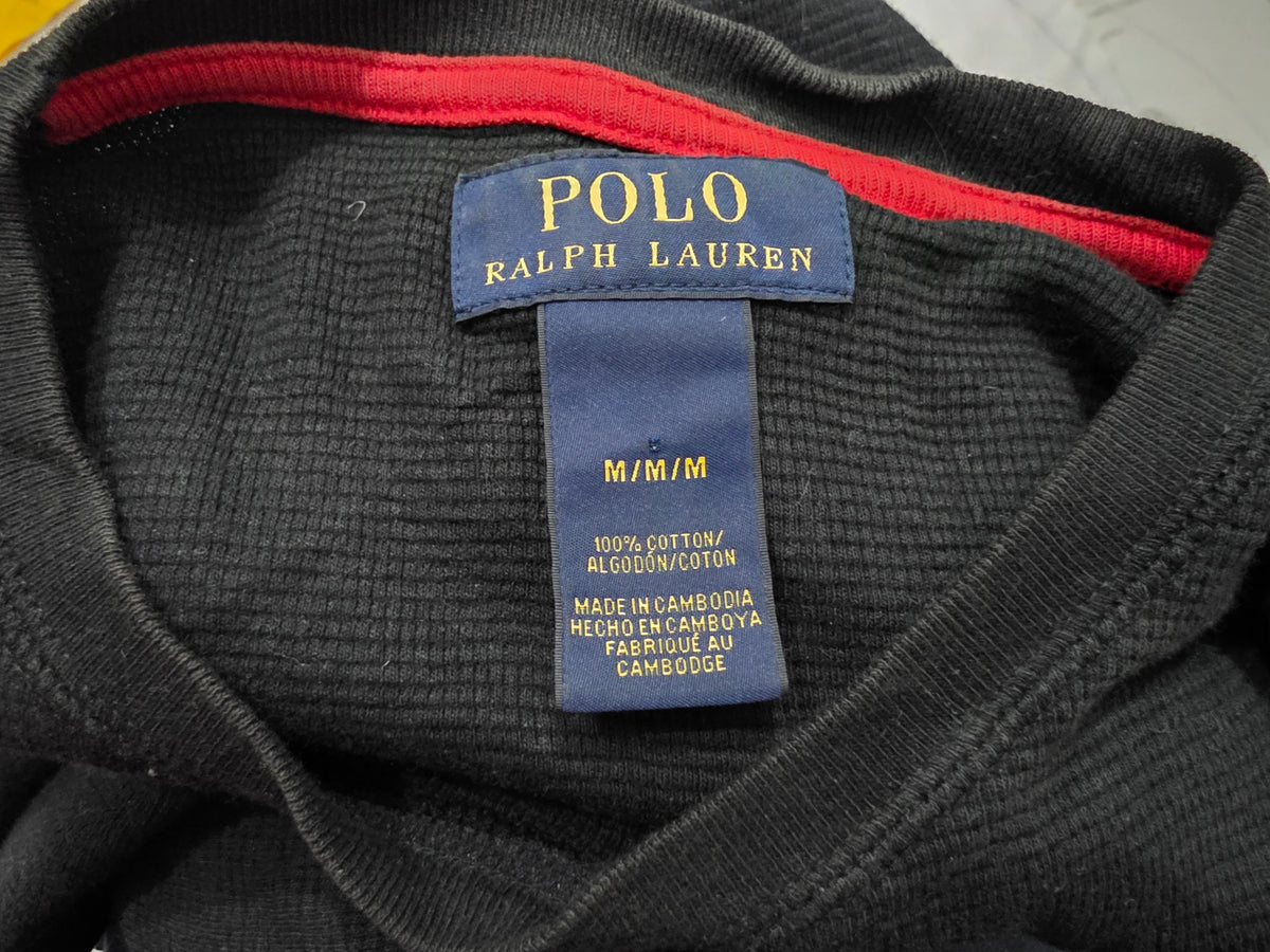 Playera Ralph Lauren Mediana M Negro Pony Rojo Manga Larga (Usado)