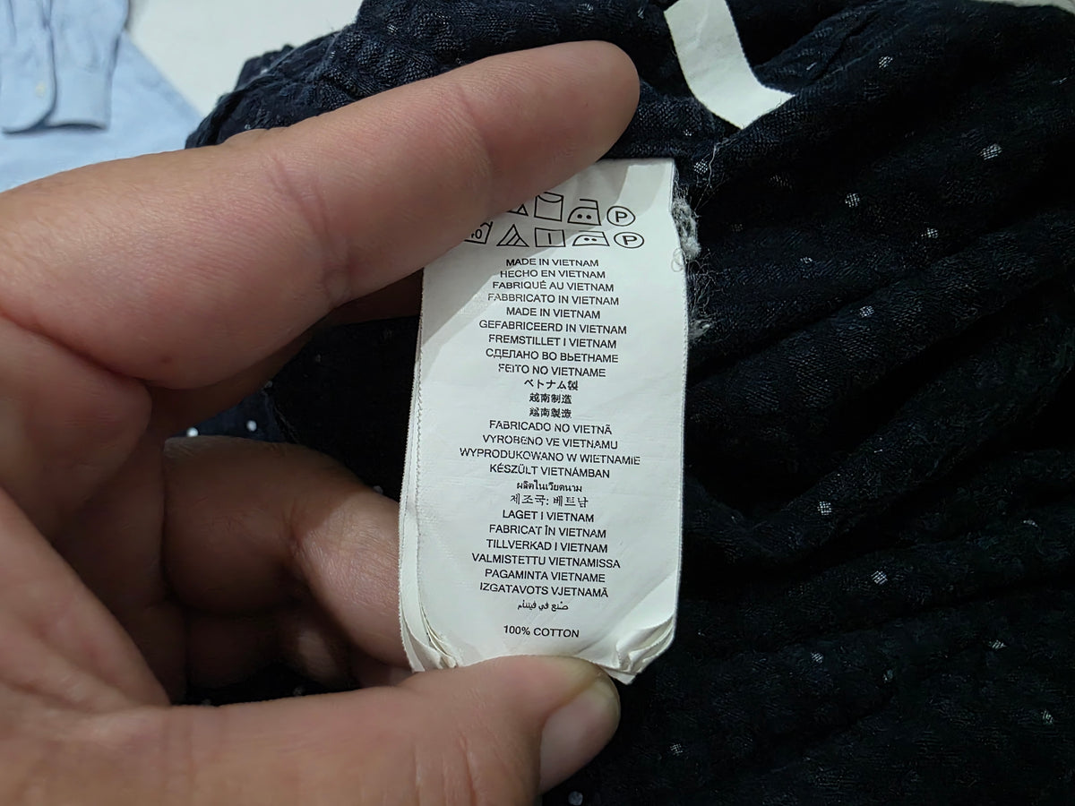 Camisa Michael Kors Grande L Slim Fit Azul Puntos Blancos (Usado)