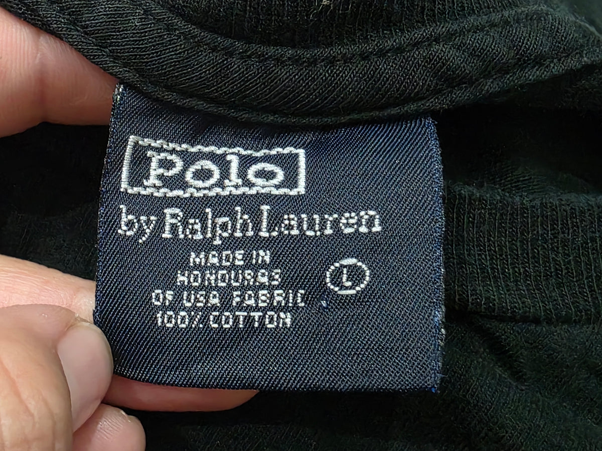 Playera Ralph Lauren Grande L Negro Pony Rojo Manga Larga (Usado)