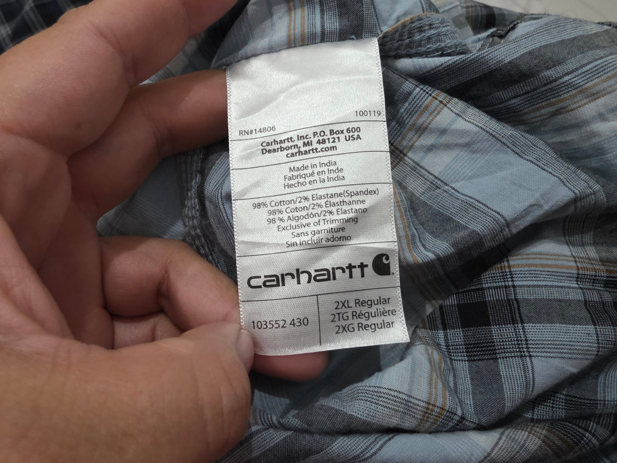 Camisa Carhartt 2xl Relaxed Fit Cuadro Azul Manga Corta (Usado)