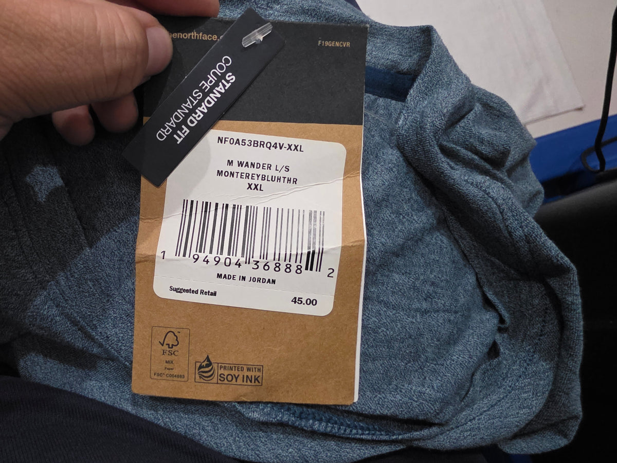 Playera The North Face 2xl Azul Standard Fit Manga Larga (NUEVO)