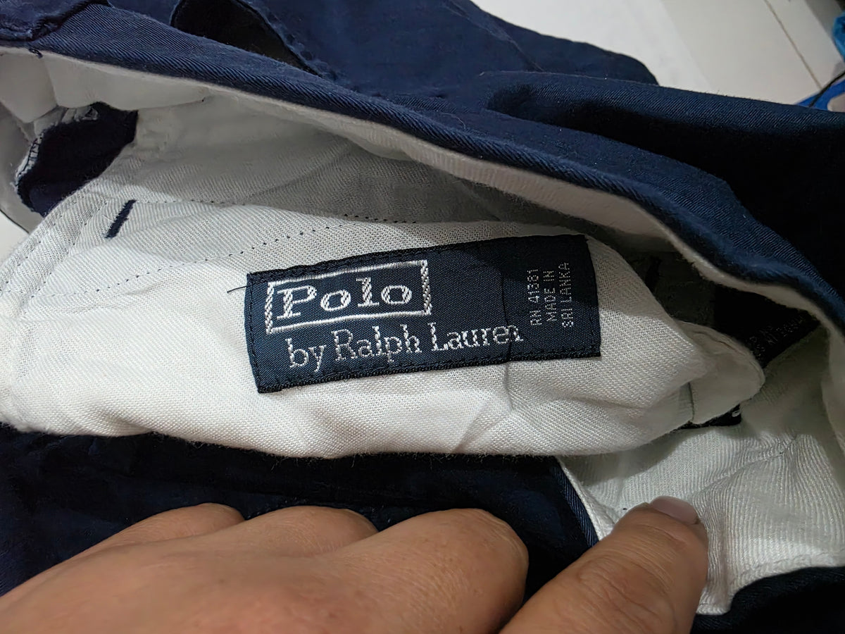 Pantalon Ralph Lauren 33x32 Recto Azul Marino Casual (Usado)