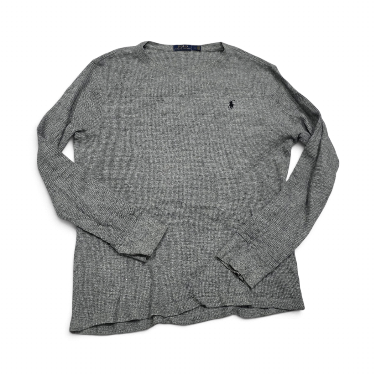 Playera Manga Larga Ralph Lauren Grande L Gris Pony Negro (Usado)