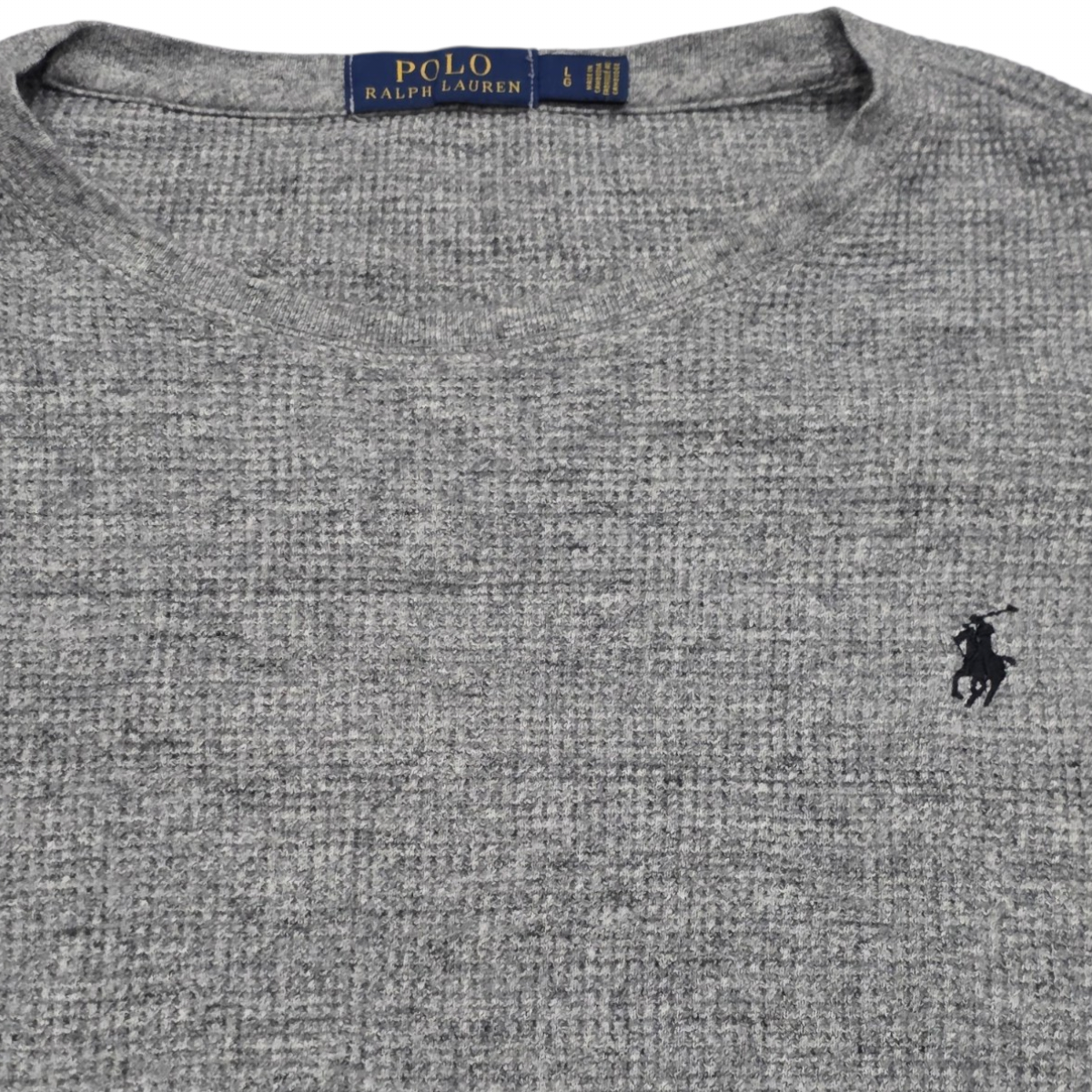 Playera Manga Larga Ralph Lauren Grande L Gris Pony Negro (Usado)
