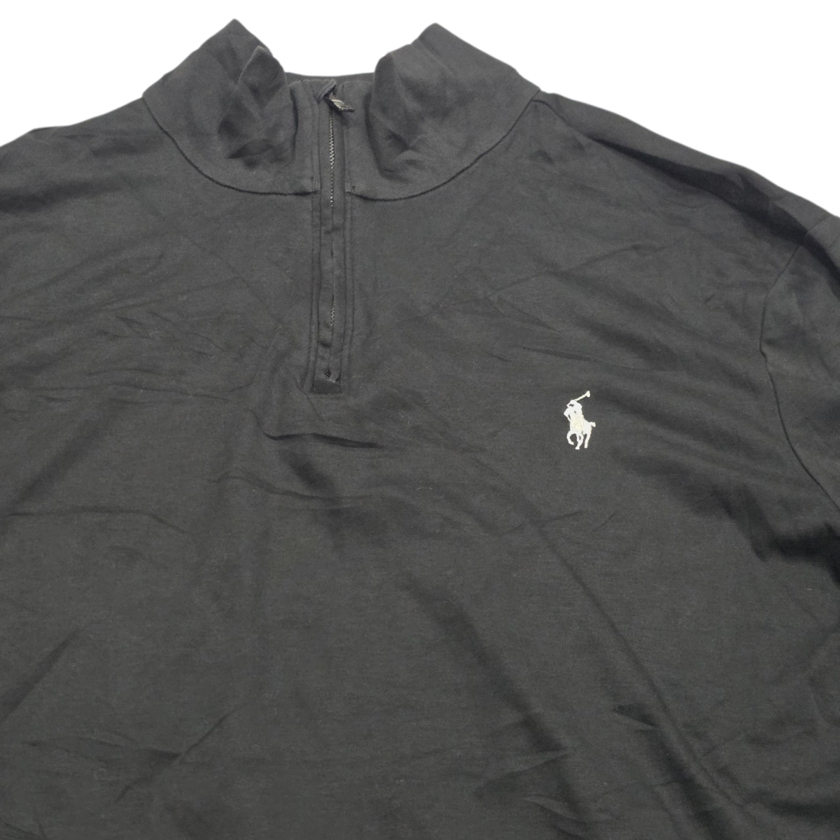 Sueter Ralph Lauren Grande L Negro Pony Blanco Cierre Corto (Usado)