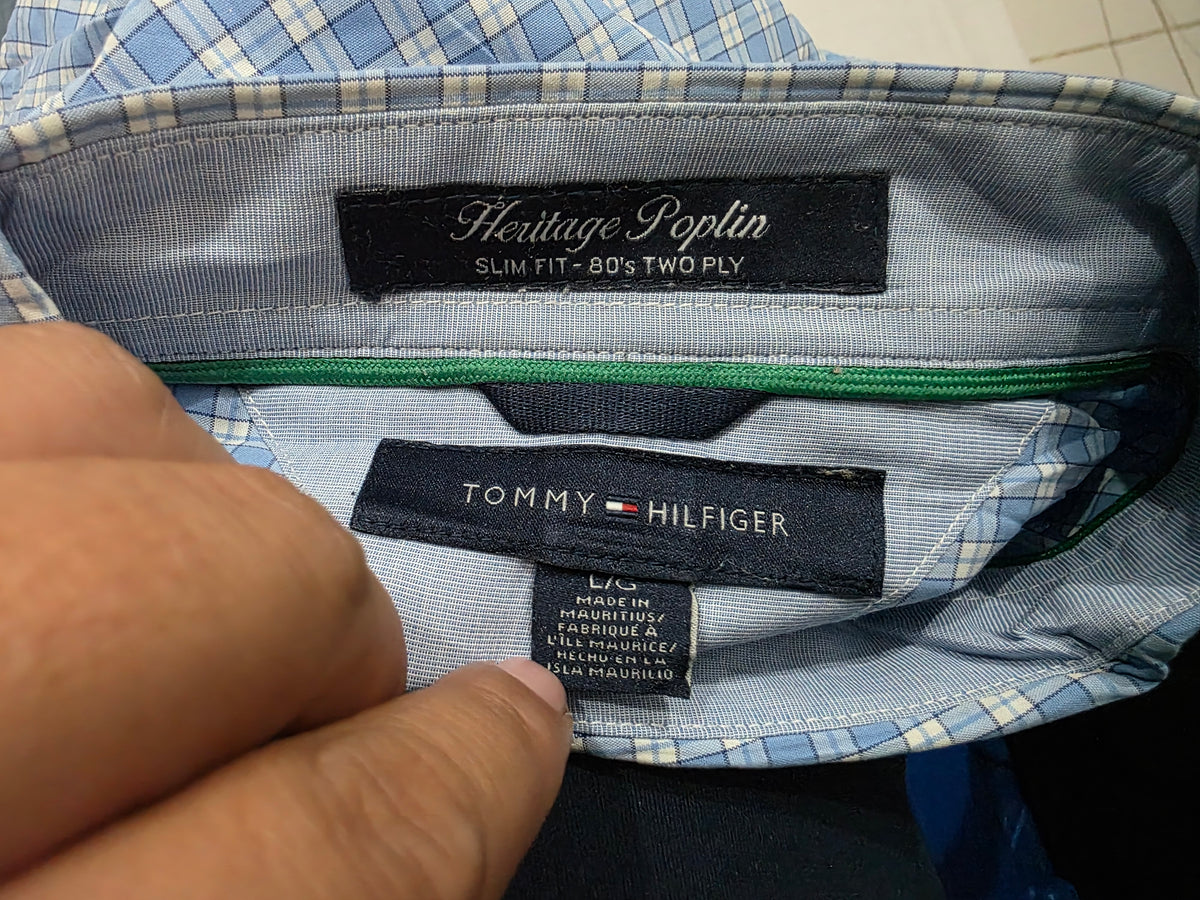 Camisa Tommy Hilfiger Grande L Slimfit Azul Claro Cuadro (Usado)