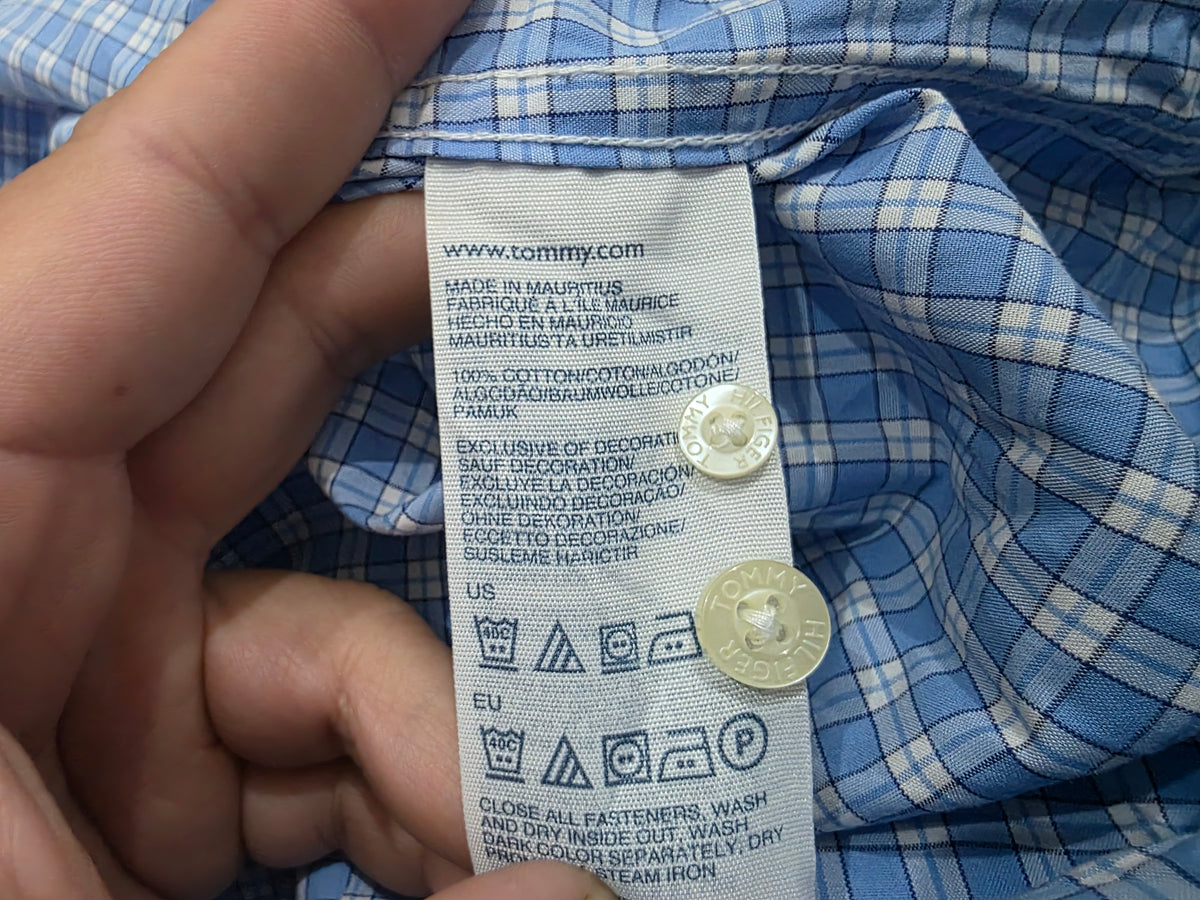 Camisa Tommy Hilfiger Grande L Slimfit Azul Claro Cuadro (Usado)
