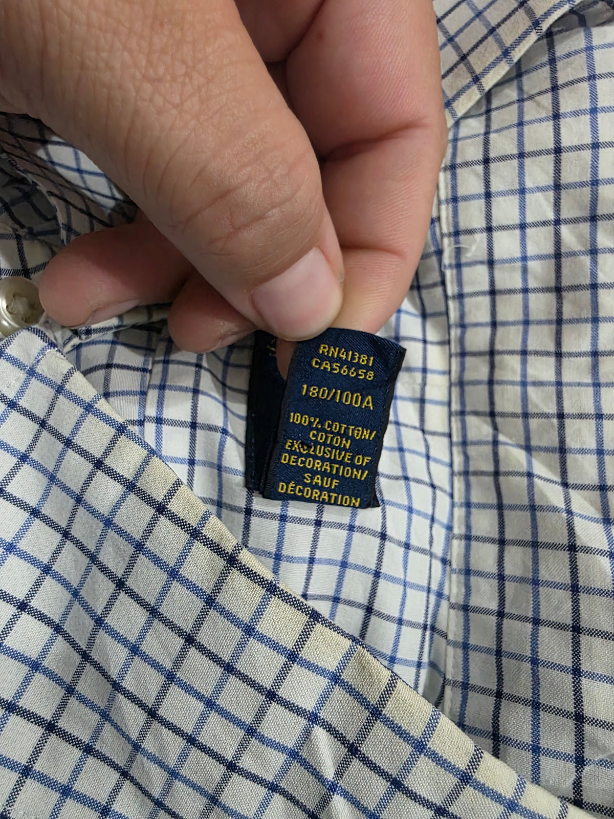 Camisa Ralph Lauren Grande L Blanca Pony Azul Cuadro (Usado)