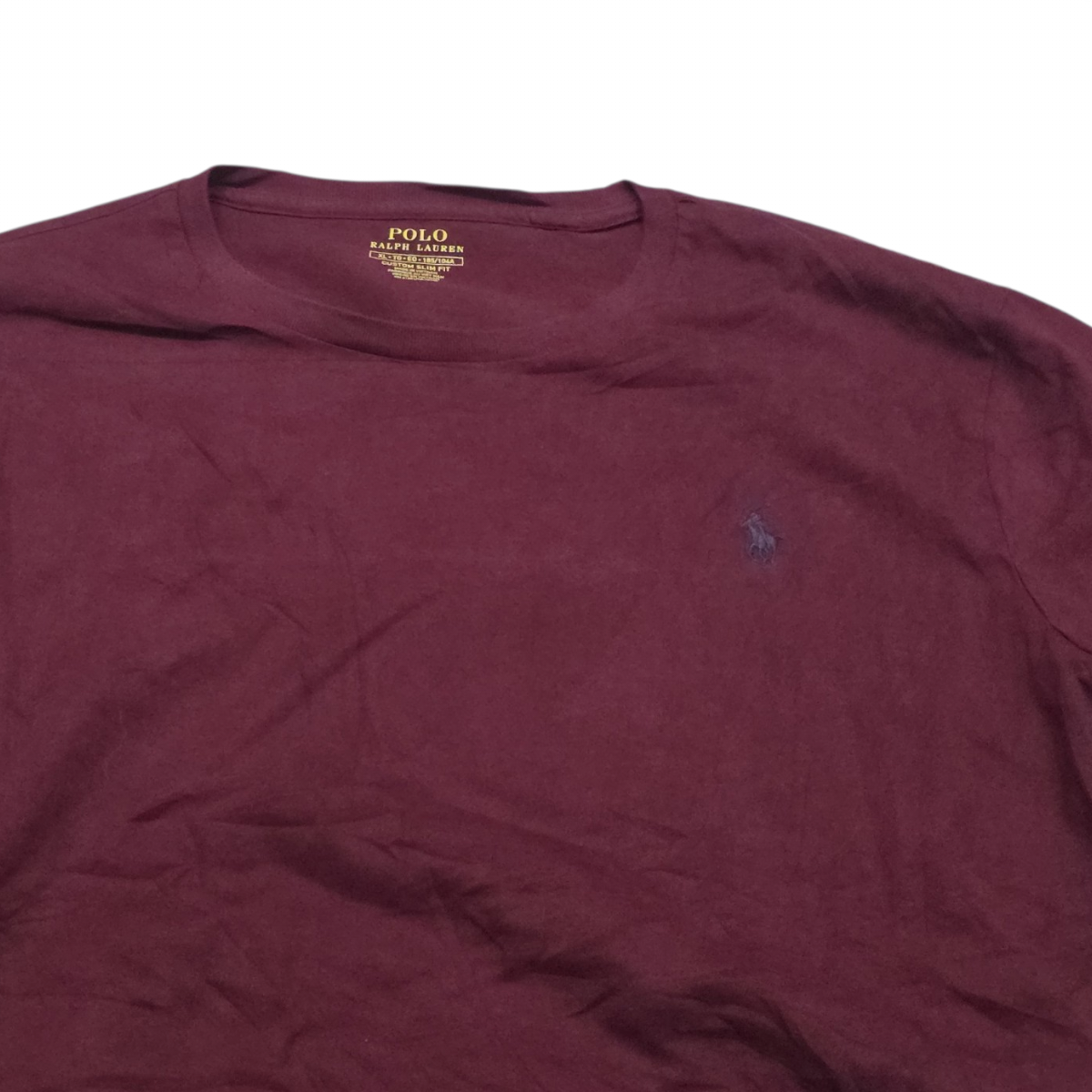 Playera Ralph Lauren Xgrande Custom Slimfit Vino Pony Azul (Usado)
