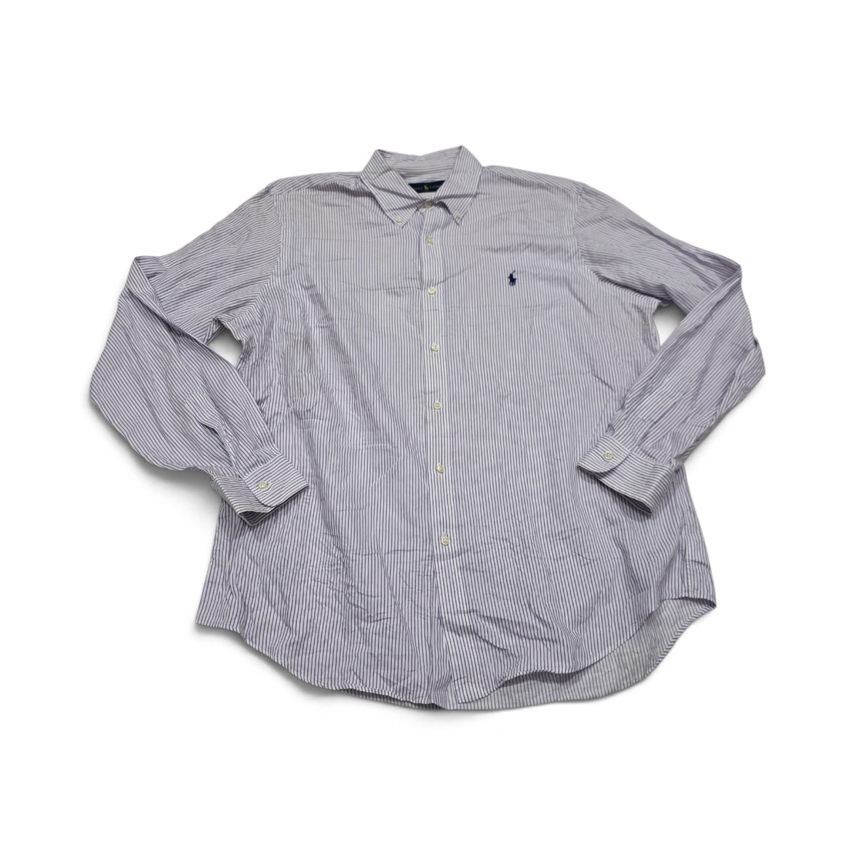 Camisa Ralph Lauren Xgrande Xl Blanca Linea Lila Pony Azul (Usado)