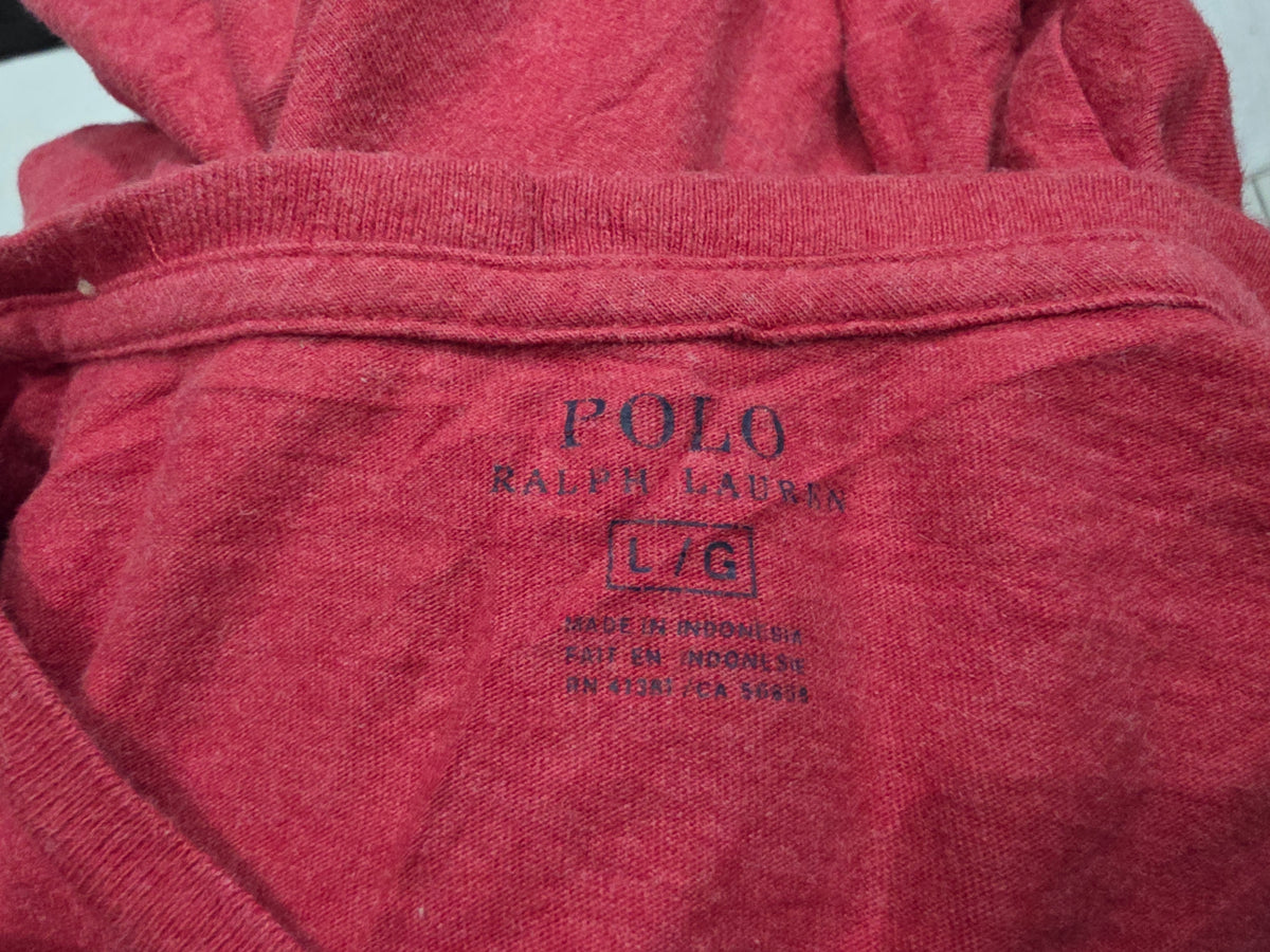 Playera Ralph Lauren Grande L Coral Oscuro Pony Azul (Usado)