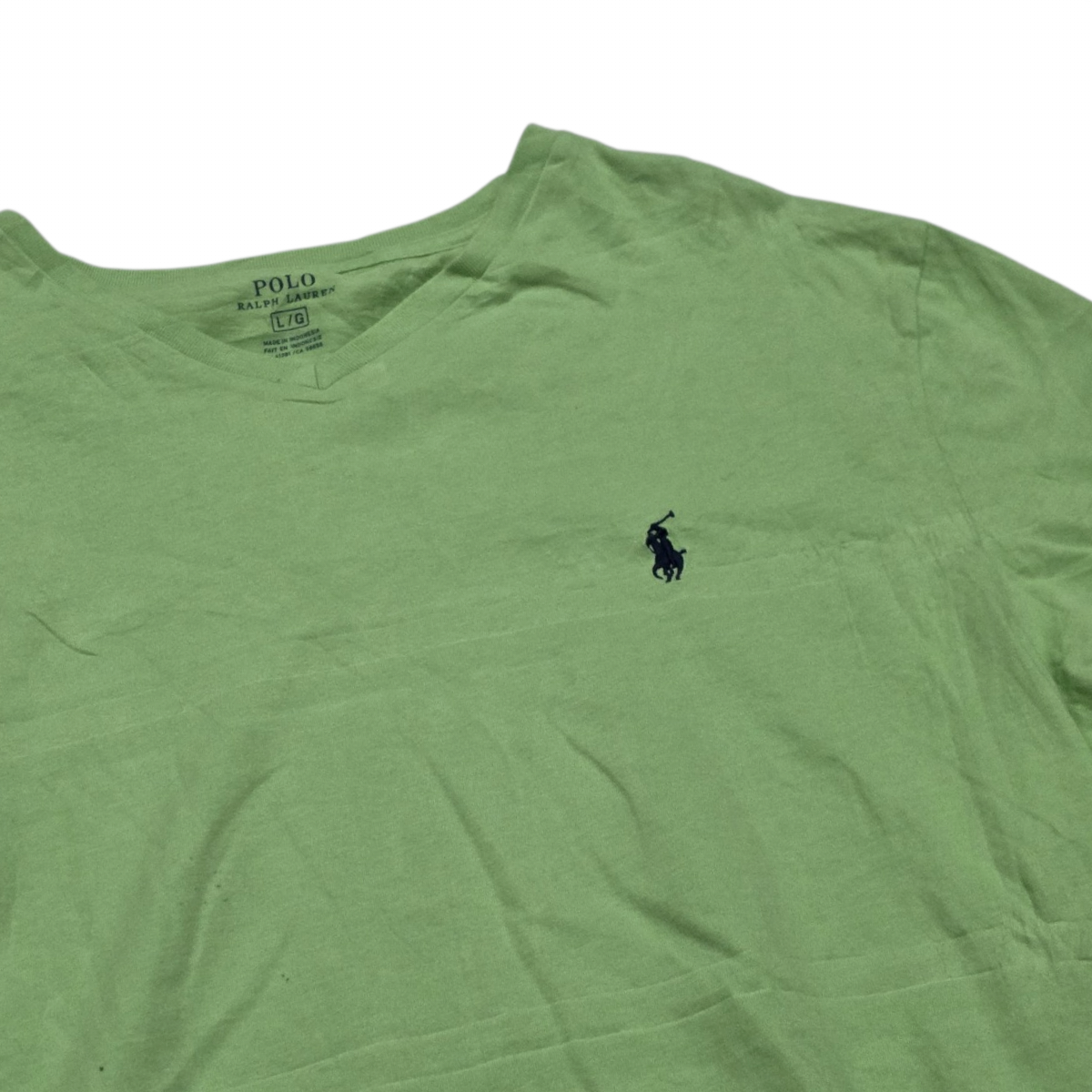 Playera Ralph Lauren Grande L Verde Pony Azul (Usado)
