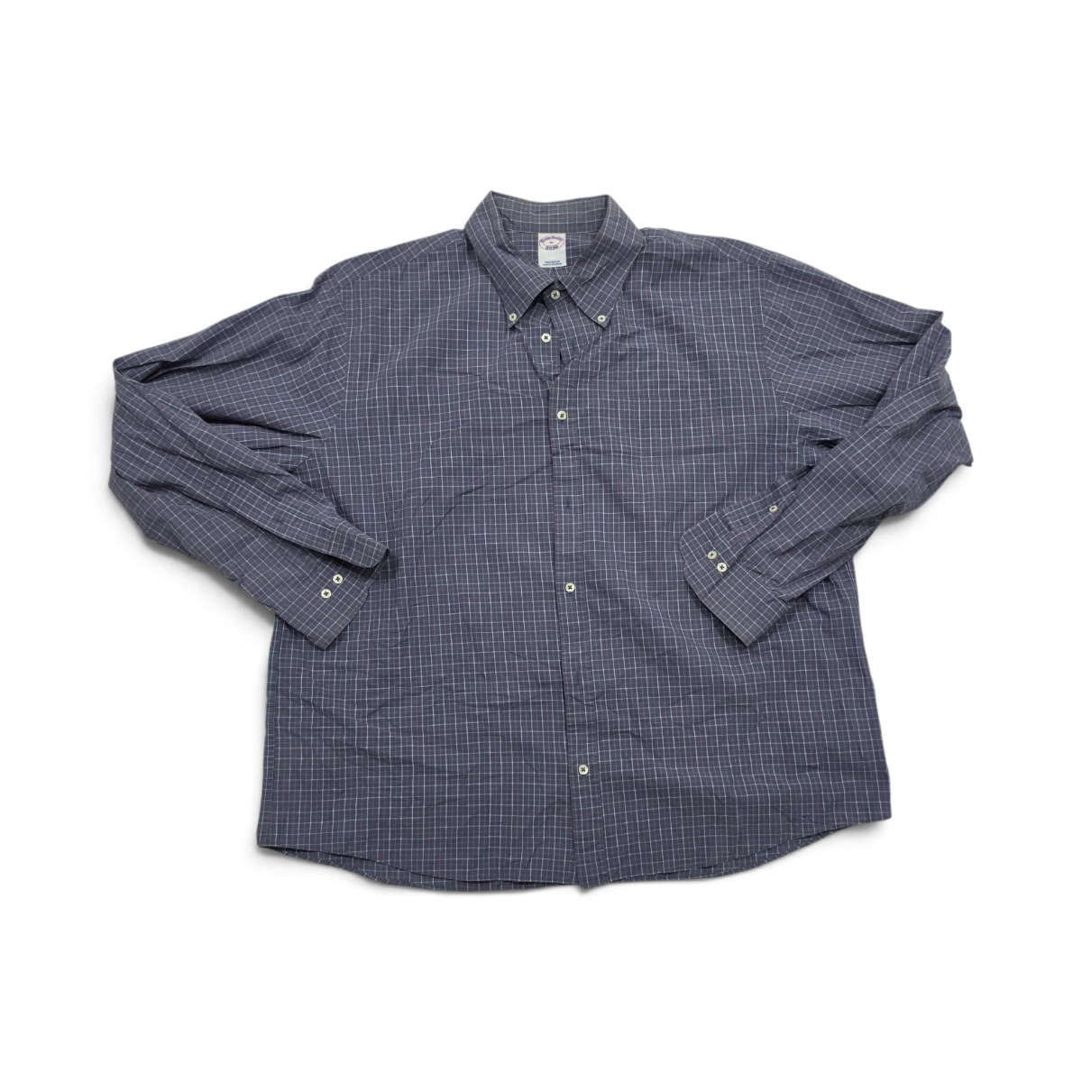 Camisa Brooks Brothers Xgrande Xl Azul Cuadro Deslavado (Usado)