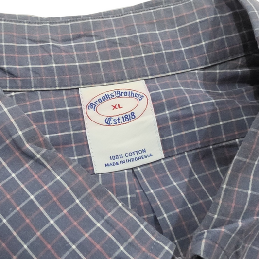 Camisa Brooks Brothers Xgrande Xl Azul Cuadro Deslavado (Usado)