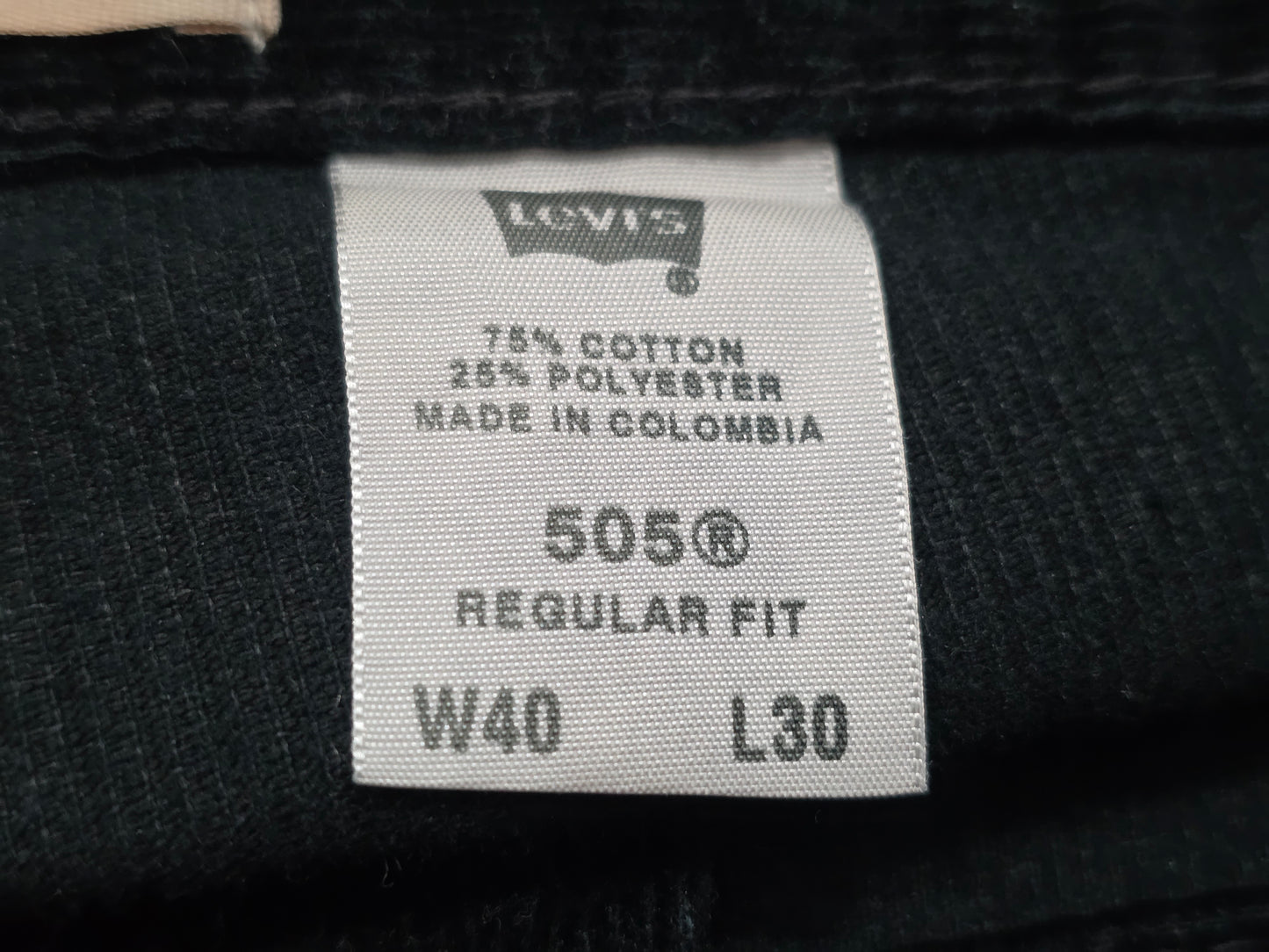 Pantalon Levis 505 40x30 Regular Fit Negro