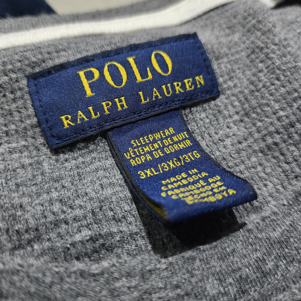 Playera Manga Larga Ralph Lauren 3xl Gris Pony Blanco
