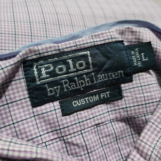 Camisa Polo Ralph Lauren Grande L Custom Fit Cuadros Lila