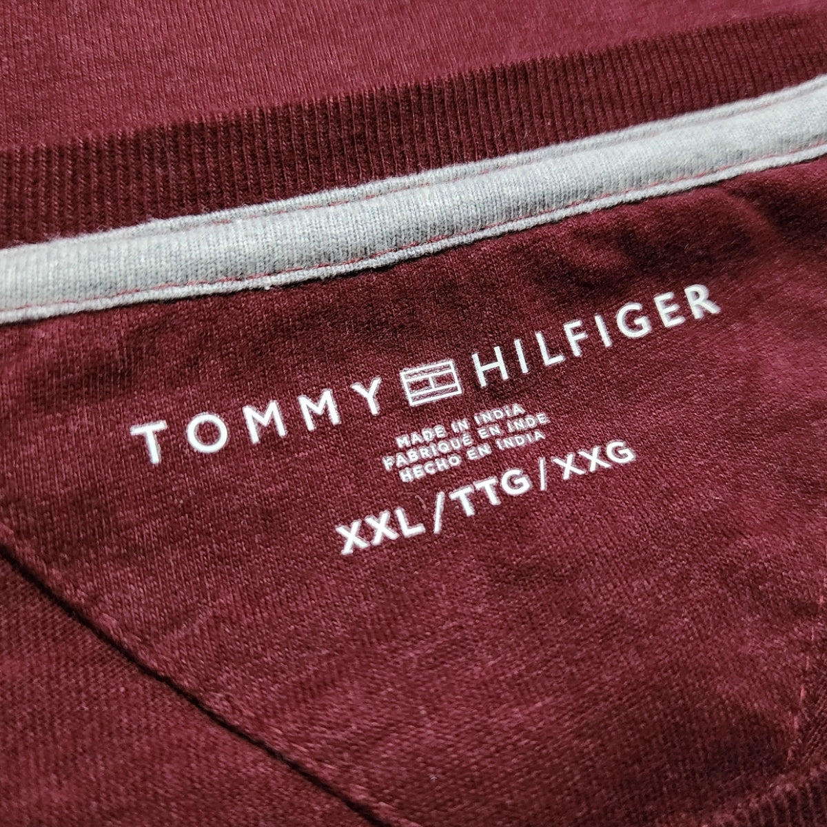 Playera Manga Larga Tommy Hilfiger 2xl Vino