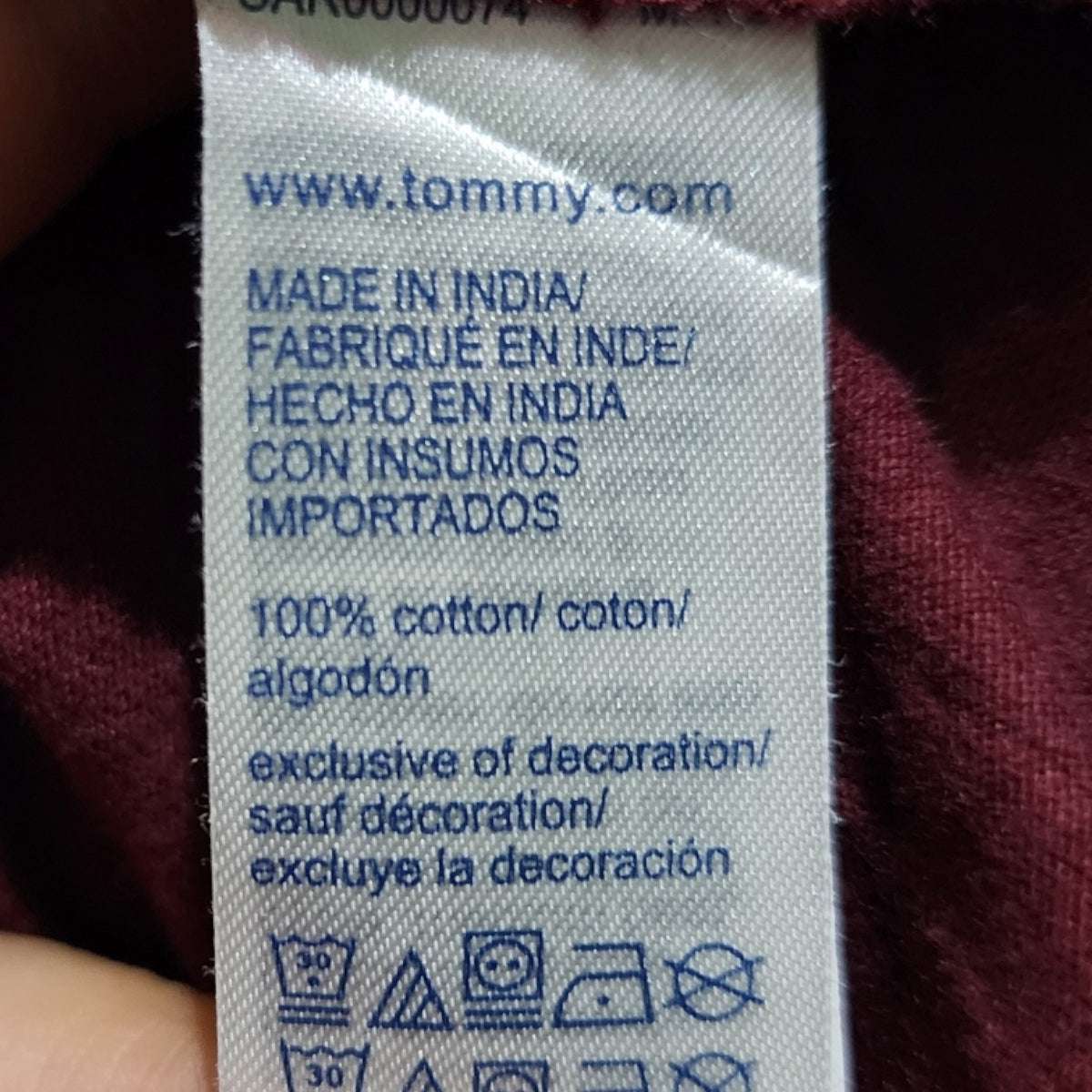 Playera Manga Larga Tommy Hilfiger 2xl Vino
