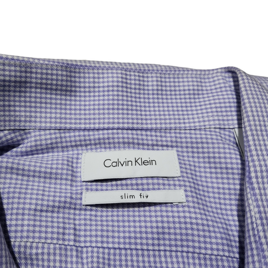 Camisa Calvin Klein Grande L Cuadros Lila 16 1/2 34-35 Slim