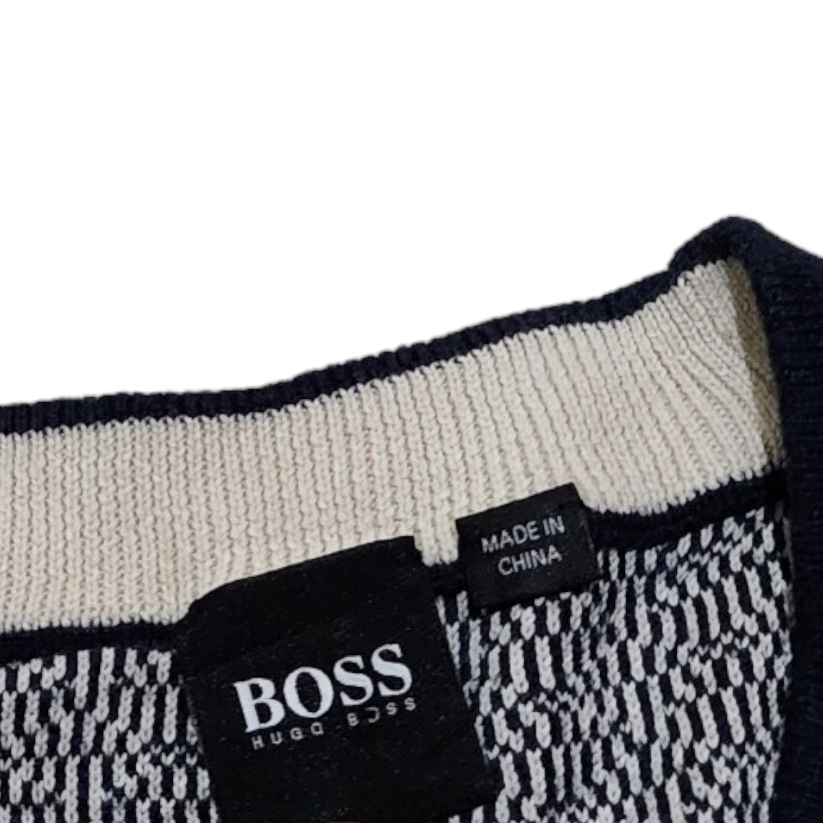 Sueter Hugo Boss Grande L Azul Y Blanco Figuras