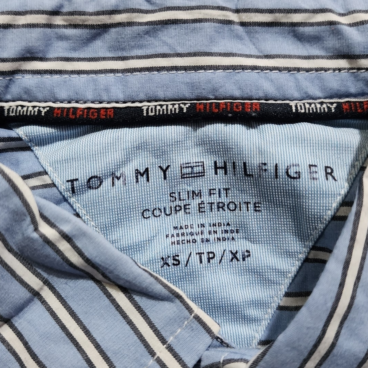 Camisa Tommy Hilifger Xchico Xs Azul Lineas