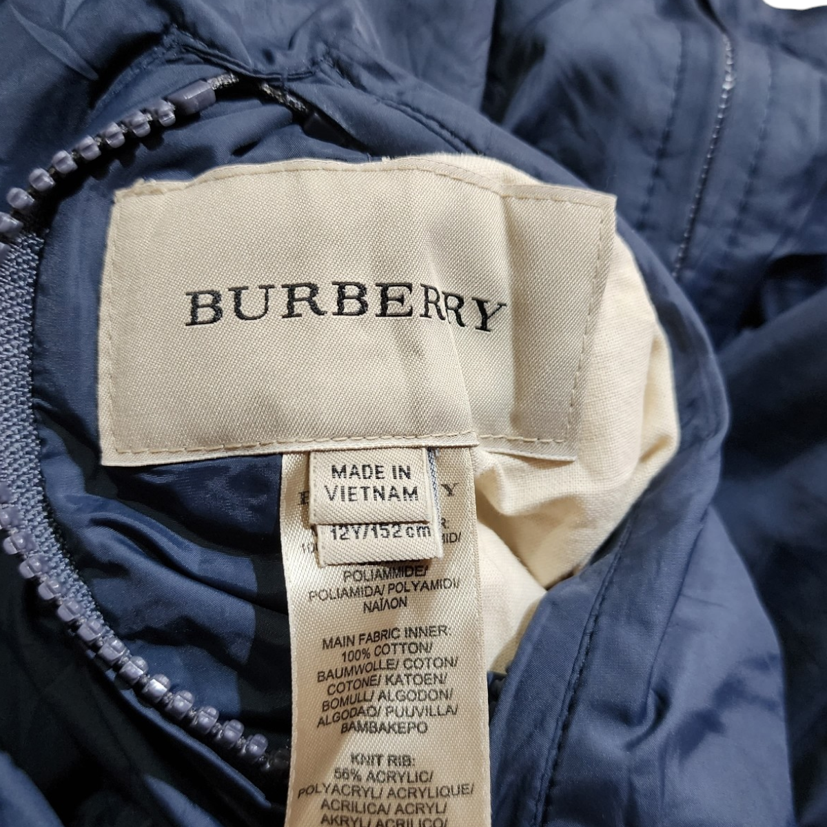 Chamarra Burberry 12y / 152 C.m Azul Doble Vista Niño