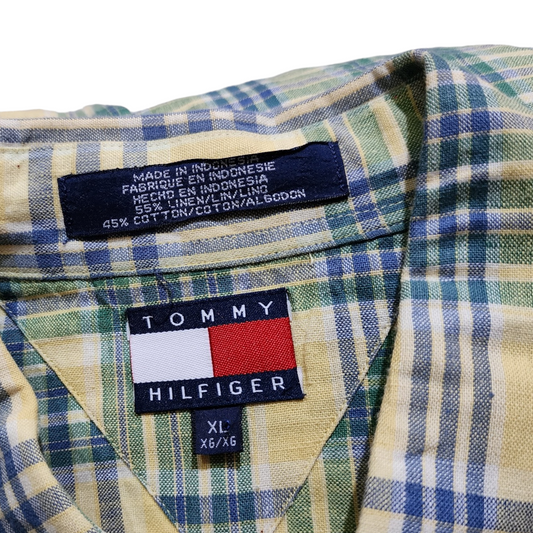 Camisa Tommy Hilfiger Xgrande Xl Cuadros Amarillo Verde
